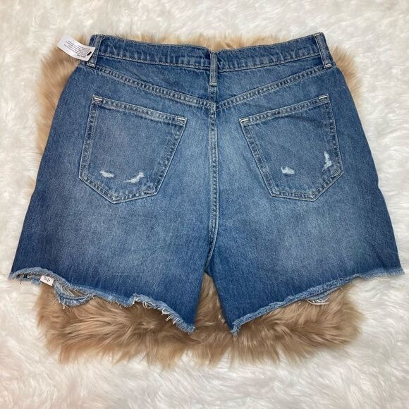 Arizona High-waist Distressed Faded Ripped Frayed Hem Denim Shorts - Picture 4 of 11